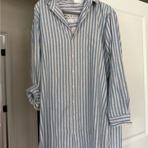 Frank & Eileen Blue and Cream Striped Shirt